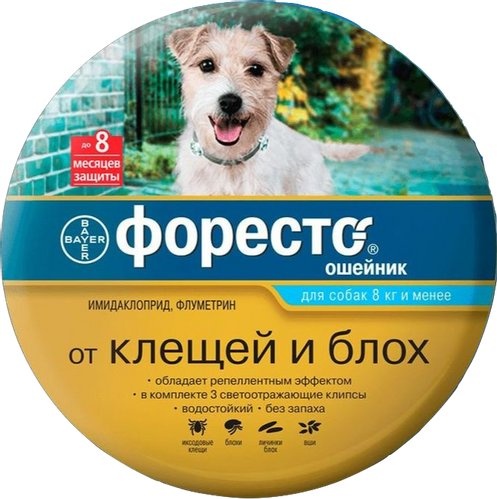 ФОРЕСТО Ошейник д/мелких собак до 8 кг (на 8 мес), 38 см