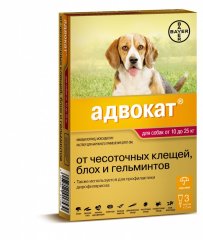 Адвокат 250 капли для собак 10-25 кг.